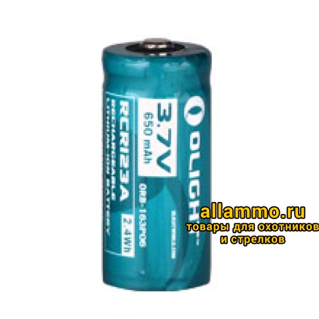Картинка с сайта Аккумулятор RCR123A Li-ion Olight 650 мАч
